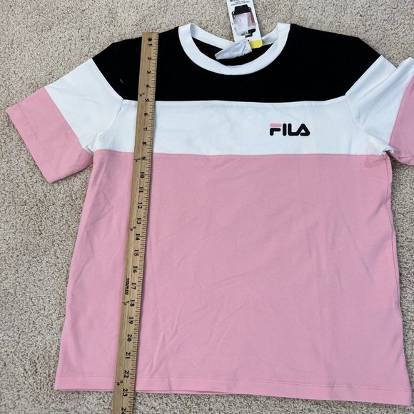 Fila Womens Short Sleeve Crew Neck Jersey Tee Pink White Black Small - Picture 5 of 9